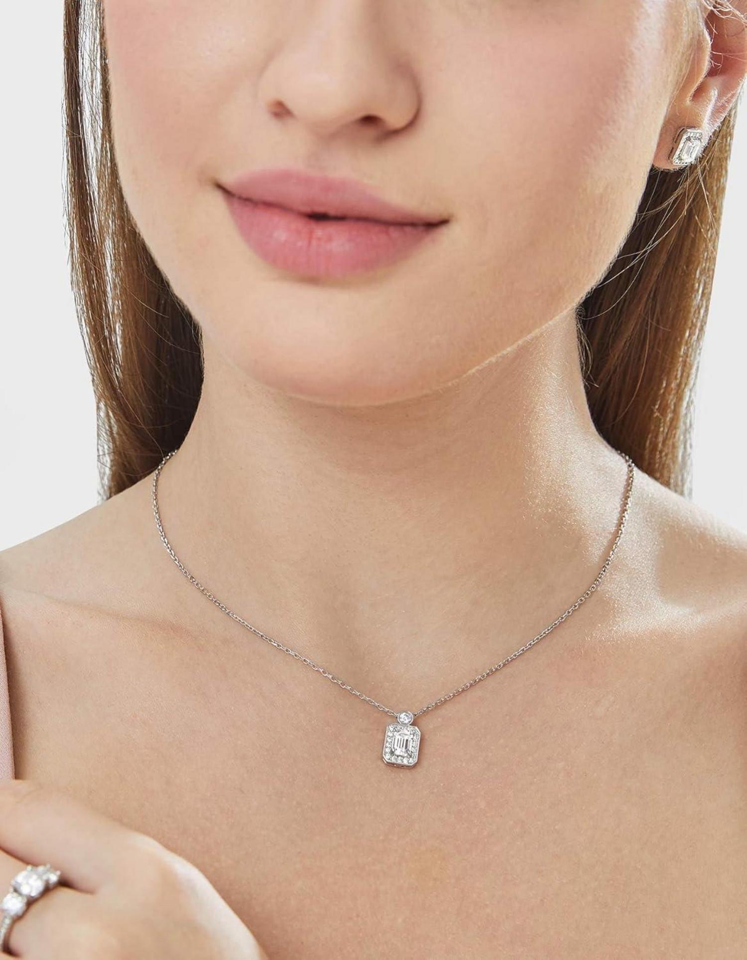 Moissanit-Halskette Damen 925 Silber Anhänger 1 Karat Viereckige Halo