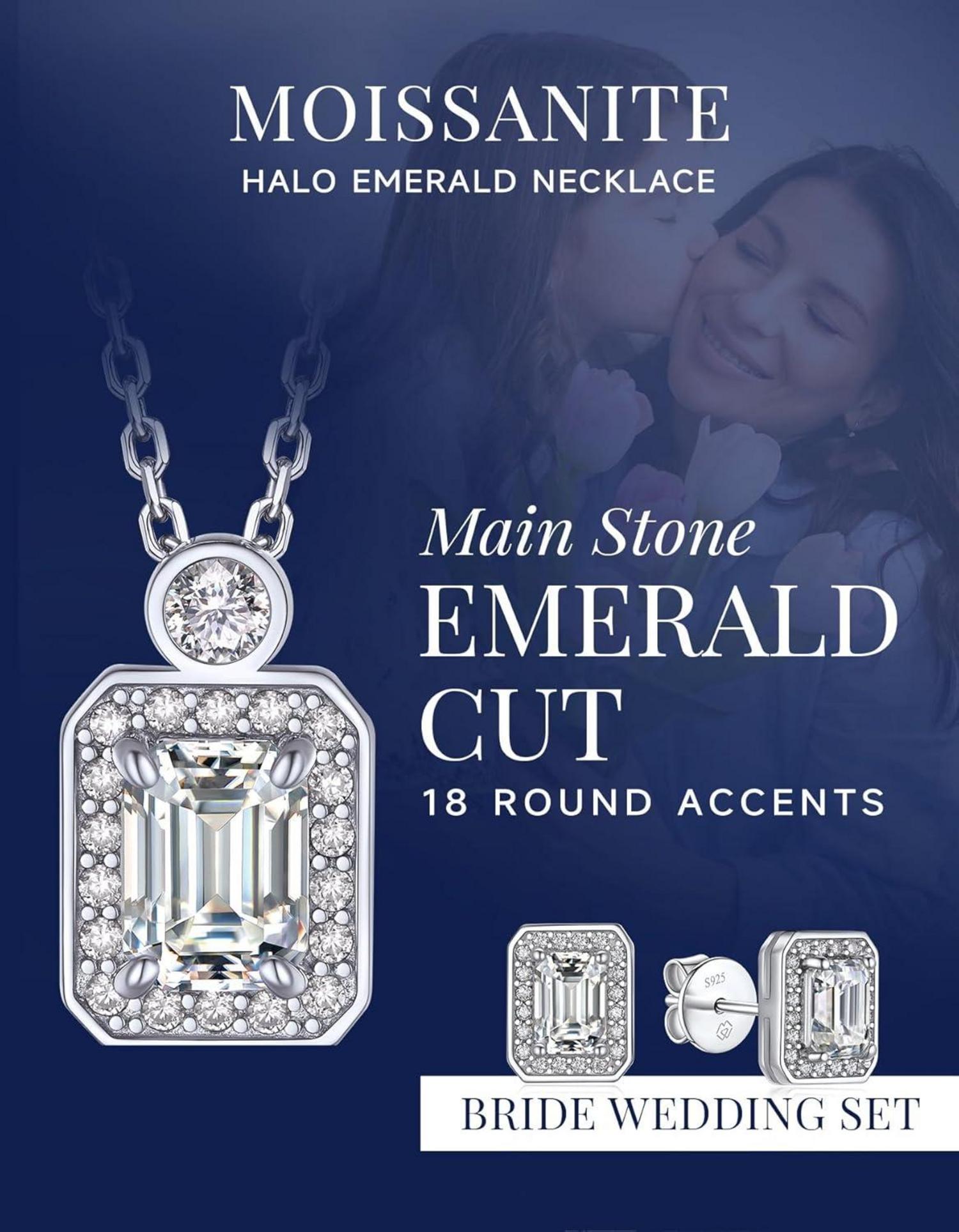 Silberkette Damen 925 mit Moissanite Anhänger 1 Karat funkelnd 18 Moissanite umgeben entzückend versilbert Federverschluss