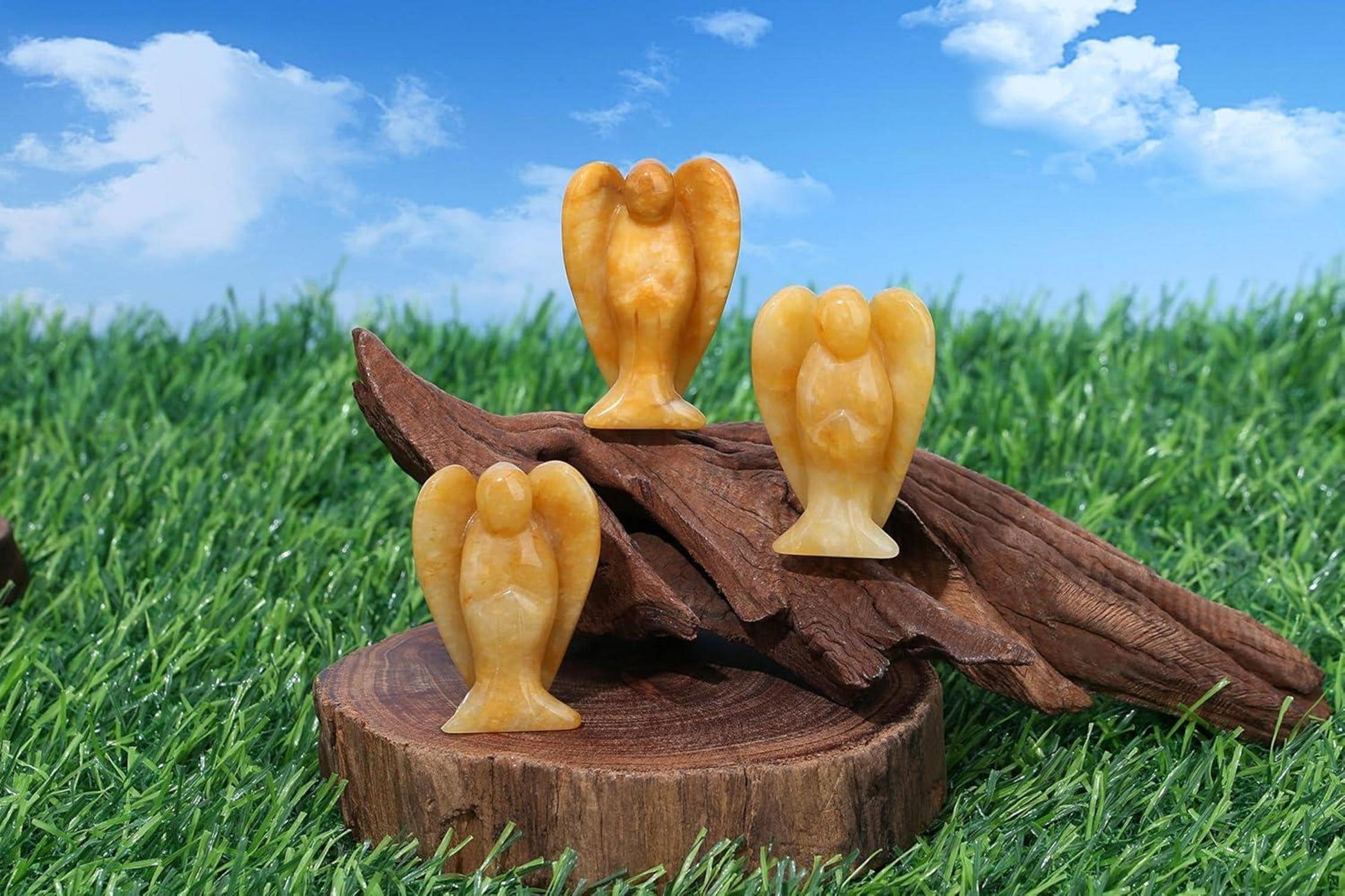 Engel Figur Gelbe Jade 50mm Schutzengel Natürliche Kristalle