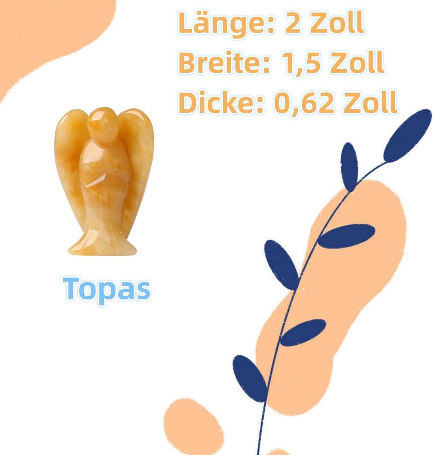 50mm Gelbe Jade Schutzengel Figur Kristall Heilung Topas