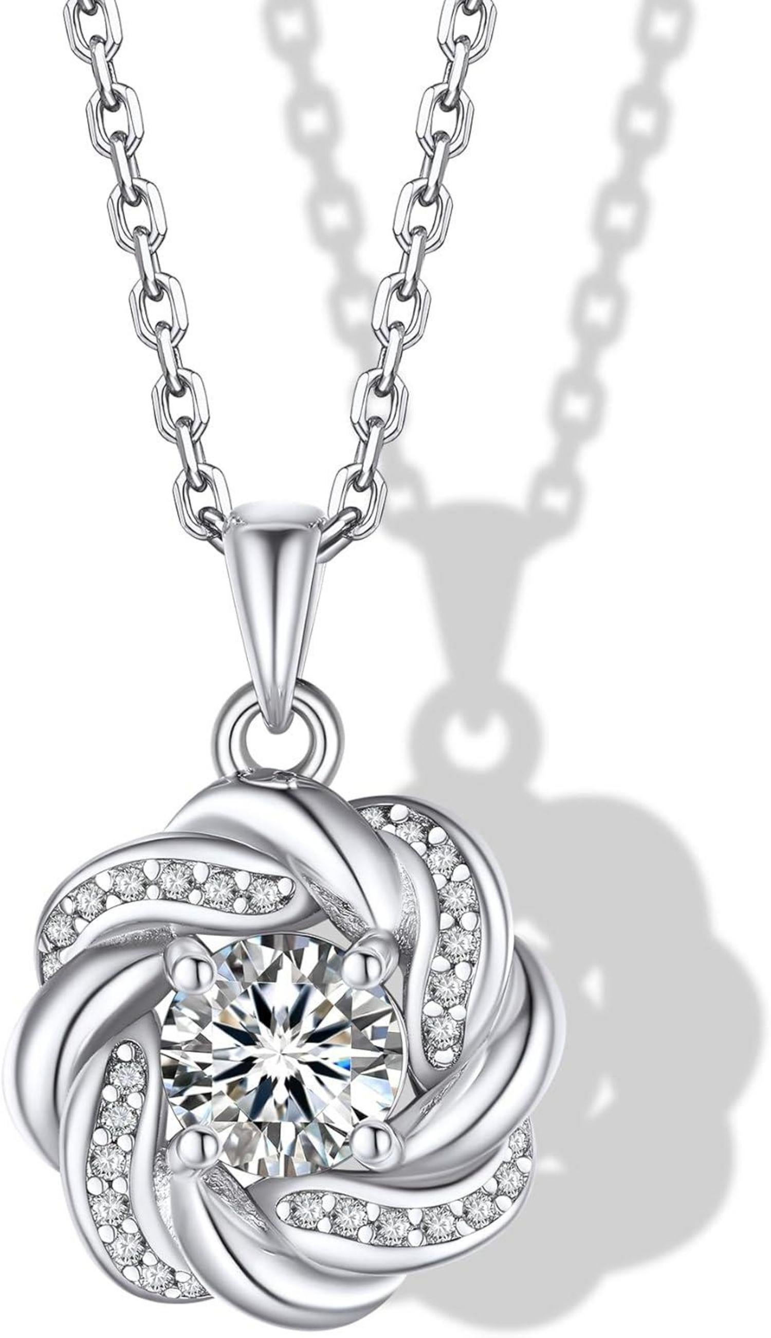 Moissanit Halskette Damen 925 Sterling Silber mit Anhänger 1 Karat
