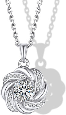 Moissanit Halskette Damen 925 Sterling Silber mit Anhänger 1 Karat