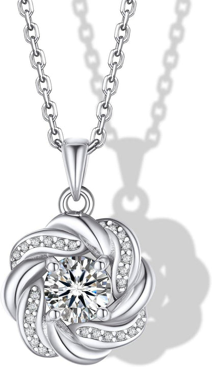 Moissanit Halskette Damen 925 Sterling Silber mit Anhänger 1 Karat