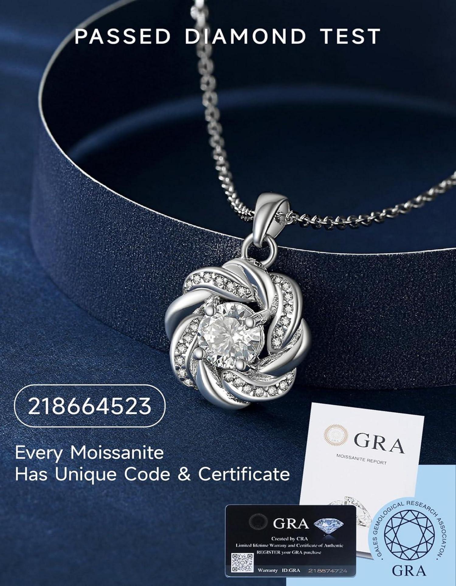 Moissanit Halskette Damen 925 Sterling Silber mit Anhänger 1 Karat Diamant Schmuck