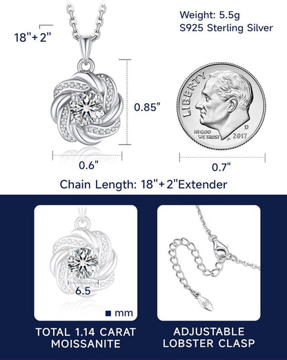 Silberkette Damen 925 Anhänger 1 Karat Moissanite Halskette Kette
