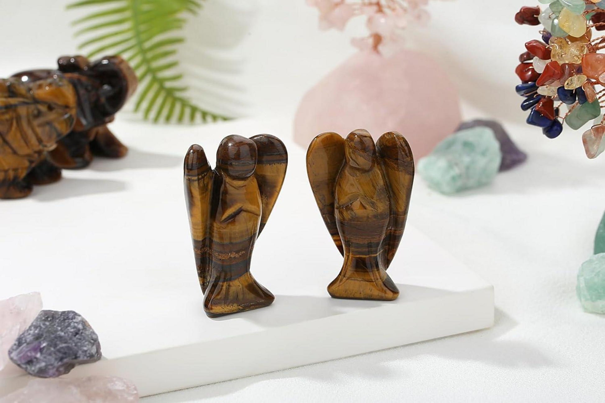 Engel Figur Tigerauge Kristall 50mm Schutzengel Reiki Statue