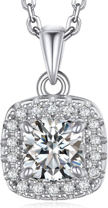 925 Silberkette mit 1 Karat Moissanit Anhänger Geschenkbox