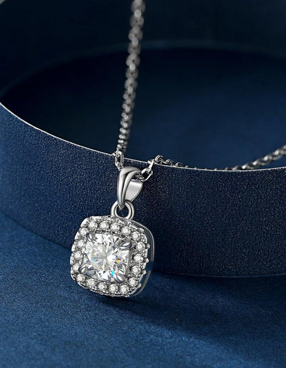 Silberkette Damen 925 mit 1 Karat Moissanite Anhänger Halskette in Geschenkbox