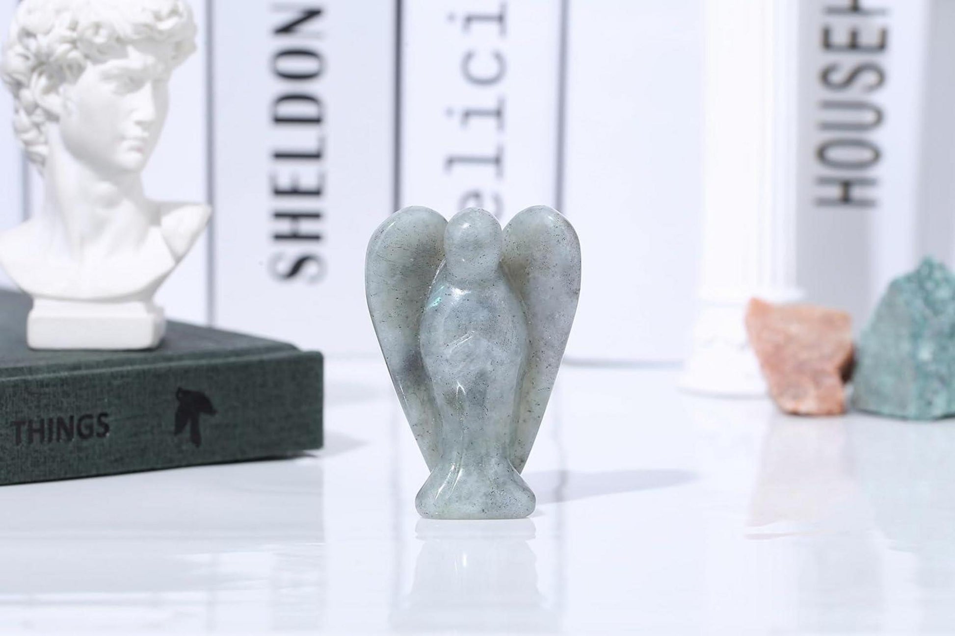 Labradorit Engel Figur 50mm Statue Kristall Schutzengel
