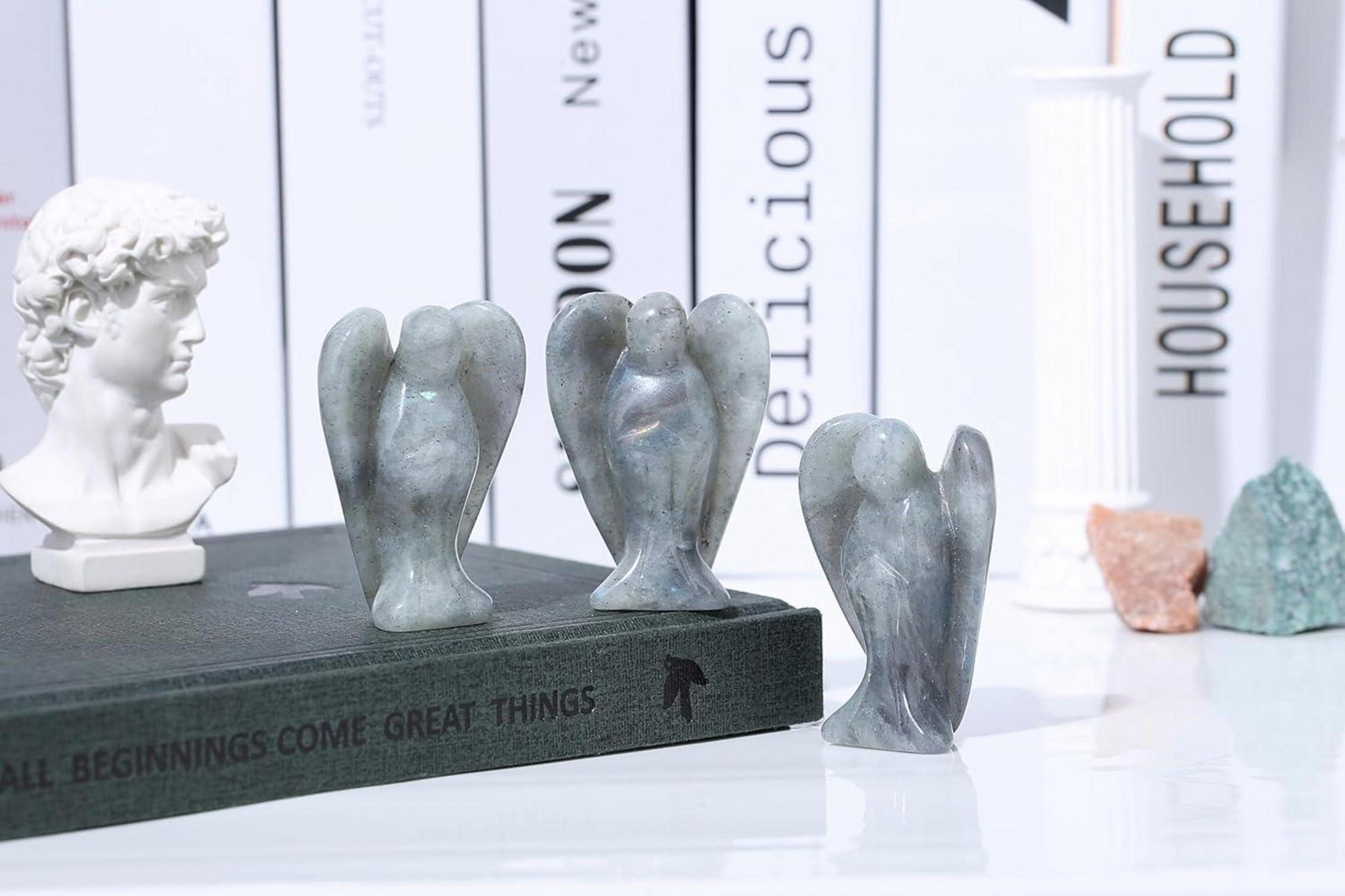 Engel Labradorit Kristall Statue Schutzengel Heilung Figur