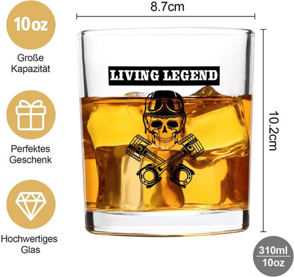 Personalisiertes Whiskeyglas mit Totenkopf-Gravur 300ml Männergeschenk