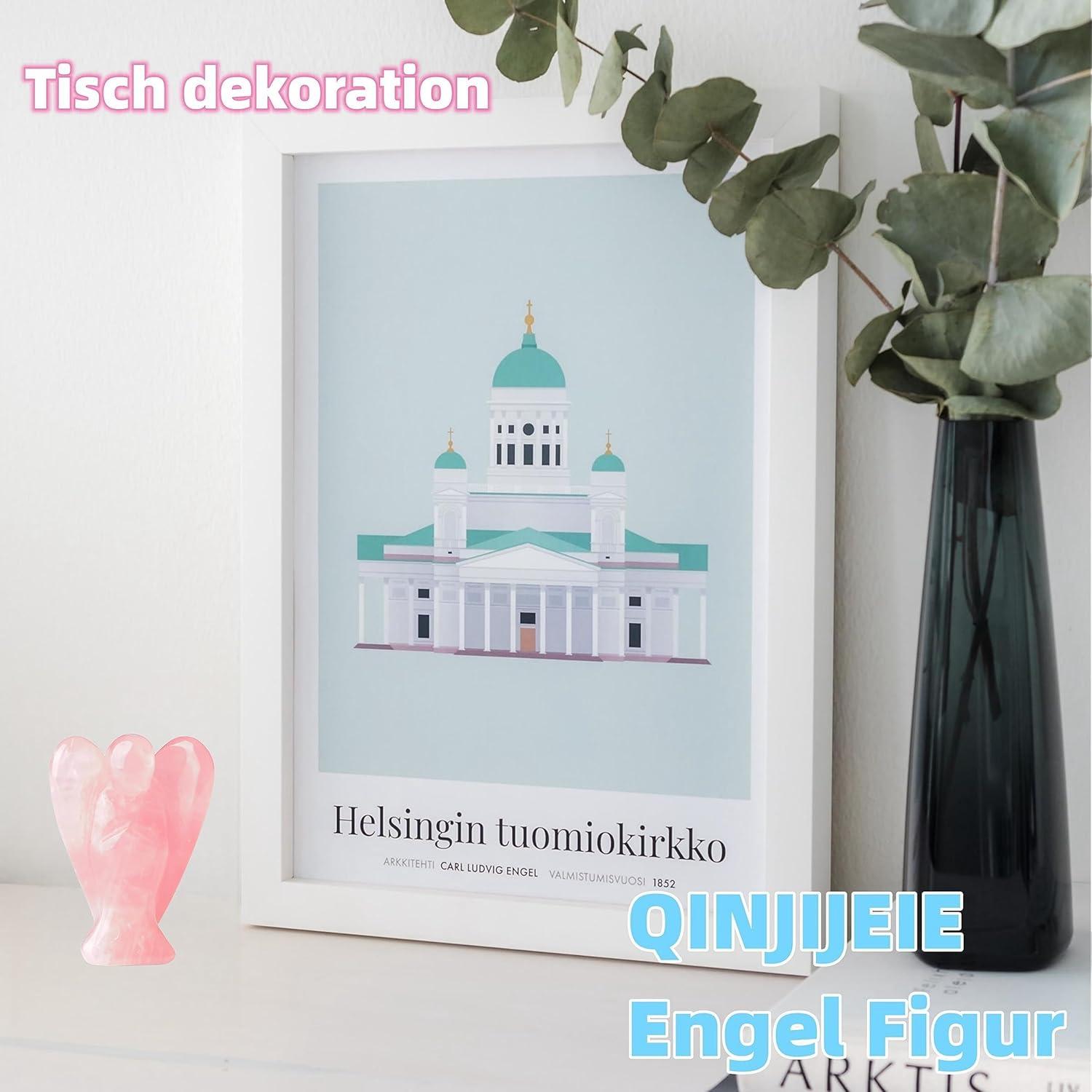 Engel Kristall Figur Rosenquarz Schutzengel Statue 50mm Naturstein