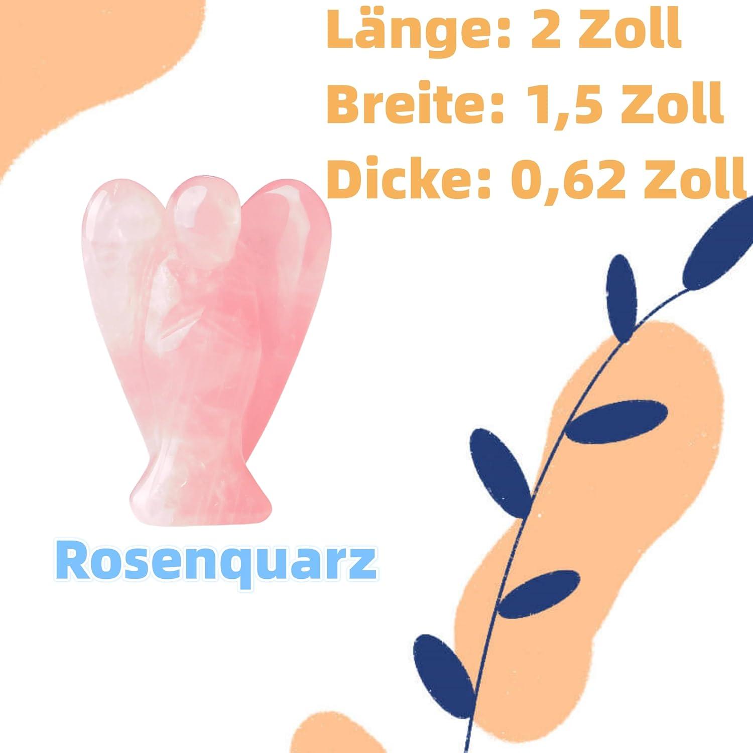 Engel Figur Rosenquarz Kristalle 50mm Schutzengel Reiki Statue Angel Deko