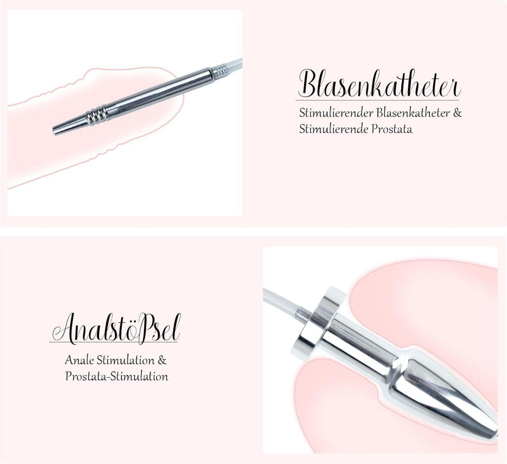 2-in-1 Dilator Harnröhre Analplug Edelstahl Hohl Anal Plug
