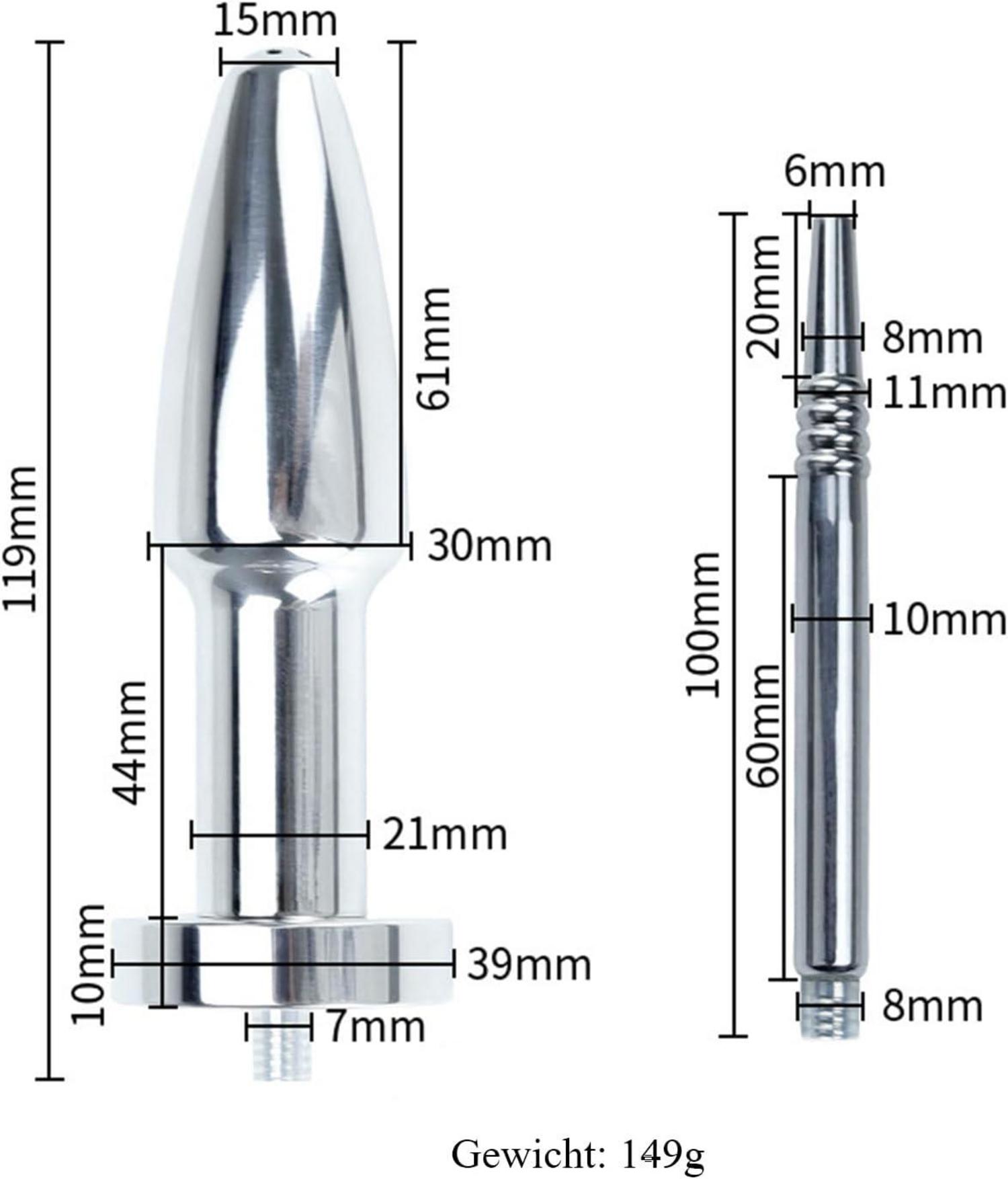 2-in-1 Dilator Analplug Analdusche Edelstahl Hohl 970mm Mann Frau