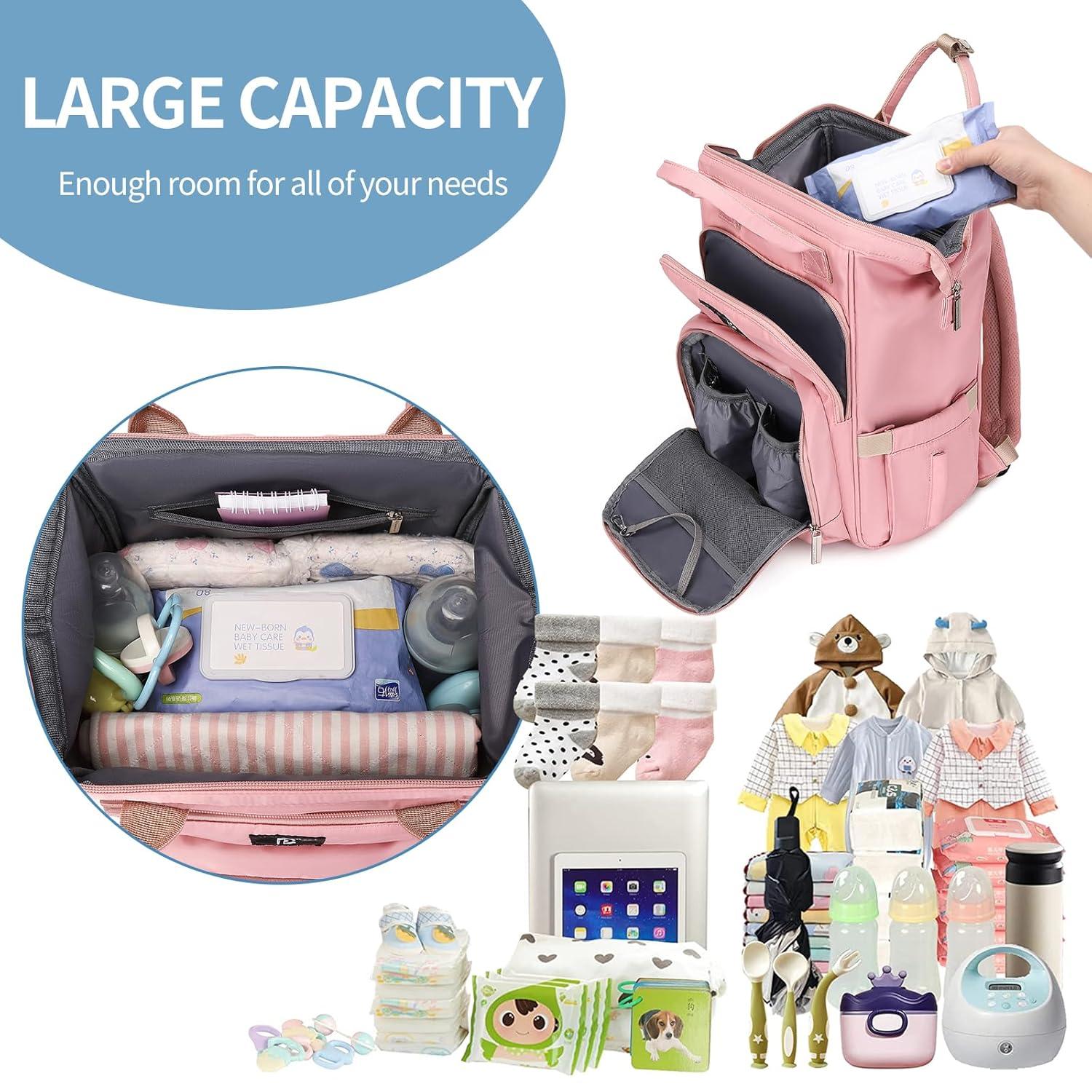 Baby Wickelrucksack mit wasserdichter Wickelunterlage und großer
