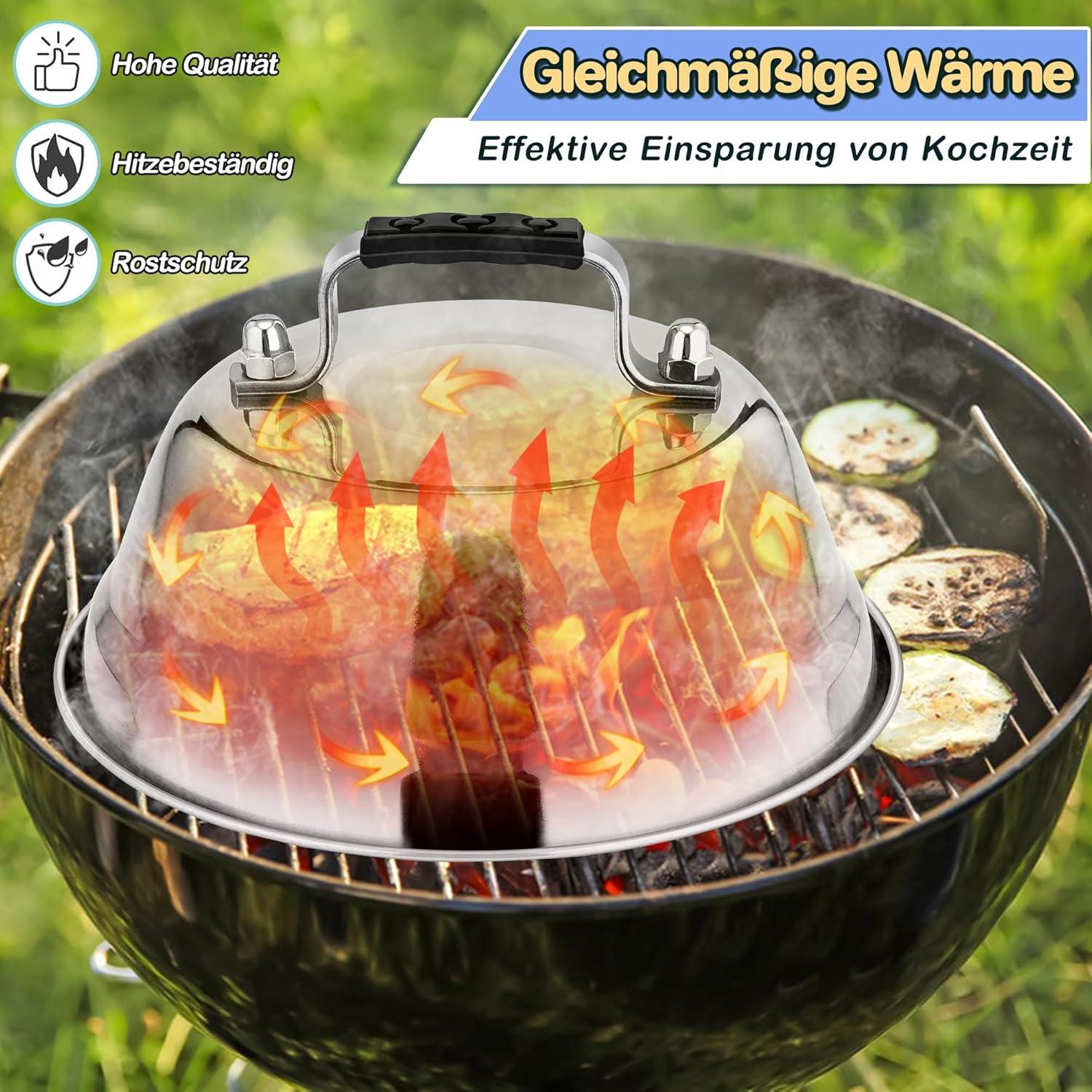 Burgerglocke Edelstahl Gummigriff Schmelzglocke 23x8,5 cm
