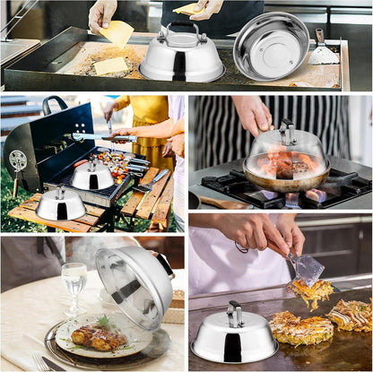 HaWare Burgerglocke Edelstahl Gummigriff Grill Steak Käse