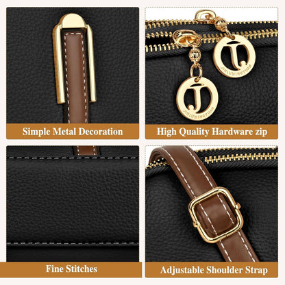 Kleine Umhängetasche Damen Leder Crossbody Schultertasche Schwarz