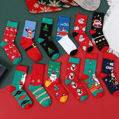 Weihnachtssocken Adventskalender 2025 Damen – 12 Paare Lustige Socken