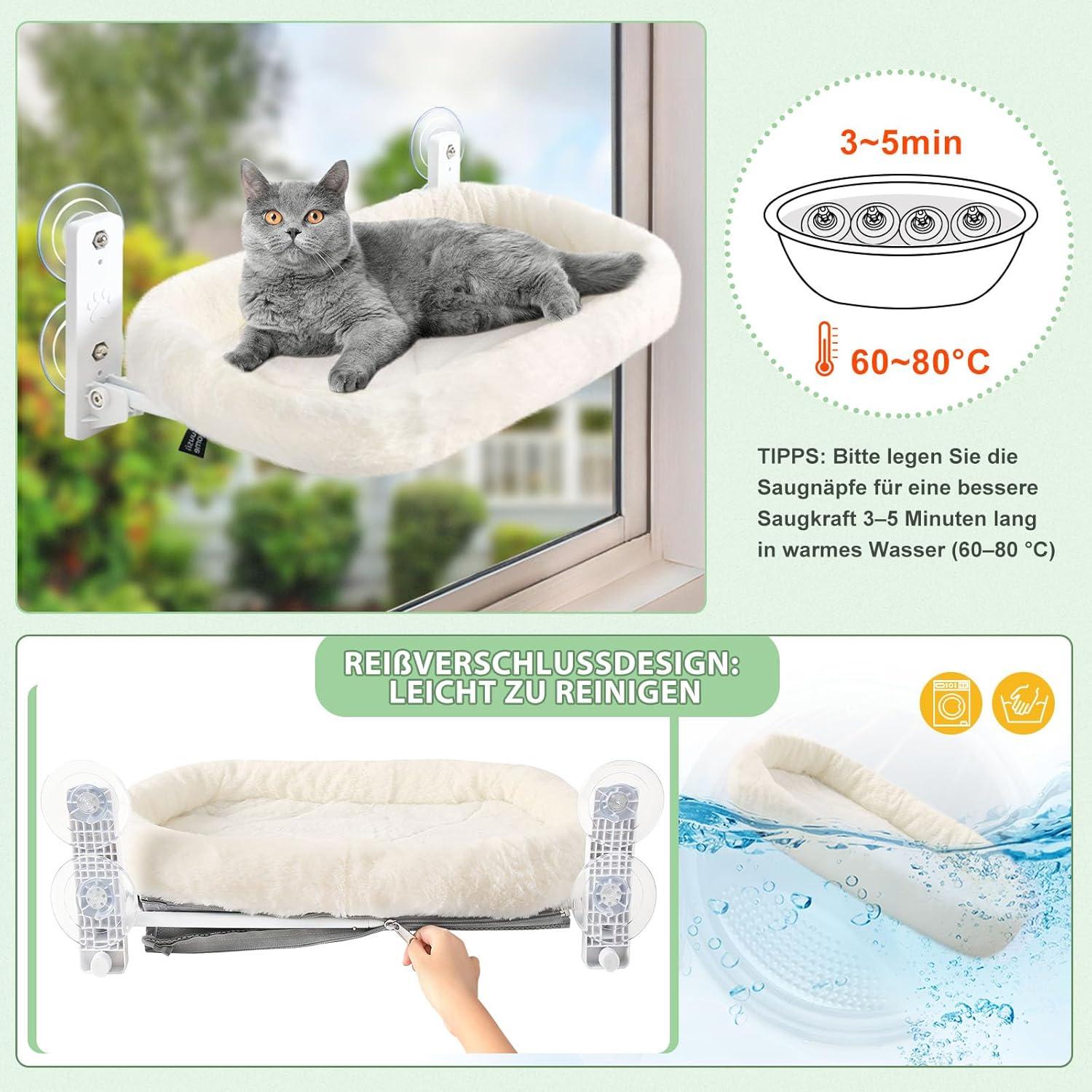 Katzen Fensterliege Hängematte bis 25kg Weiß M