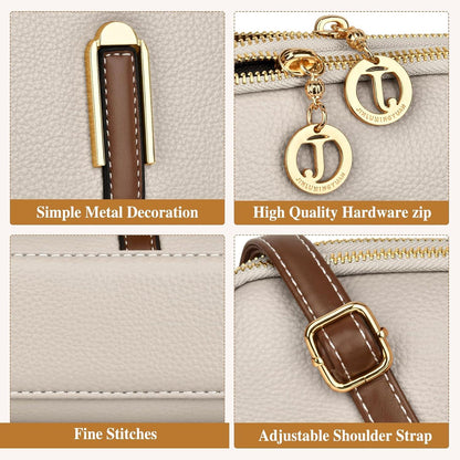 Kleine Damen Umhängetasche Leder Crossbody Schultertasche Apricot