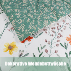 Bettwäsche Blumen 100% Baumwolle 135x200 Reißverschluss 80x80