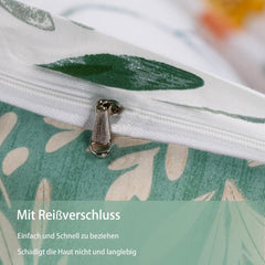 Blumen Bettwäsche 135x200 weiß-grün Baumwolle Reißverschluss