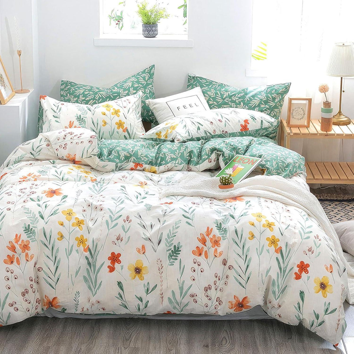 Blumen Bettwäsche Baumwolle 135x200 Sommer Winter 2er Set