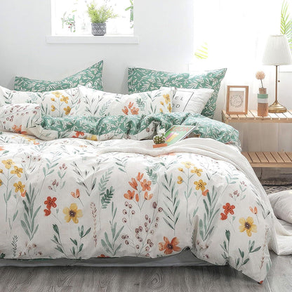 Blumen Bettwäsche Baumwolle 135x200 mit Reißverschluss 4tlg