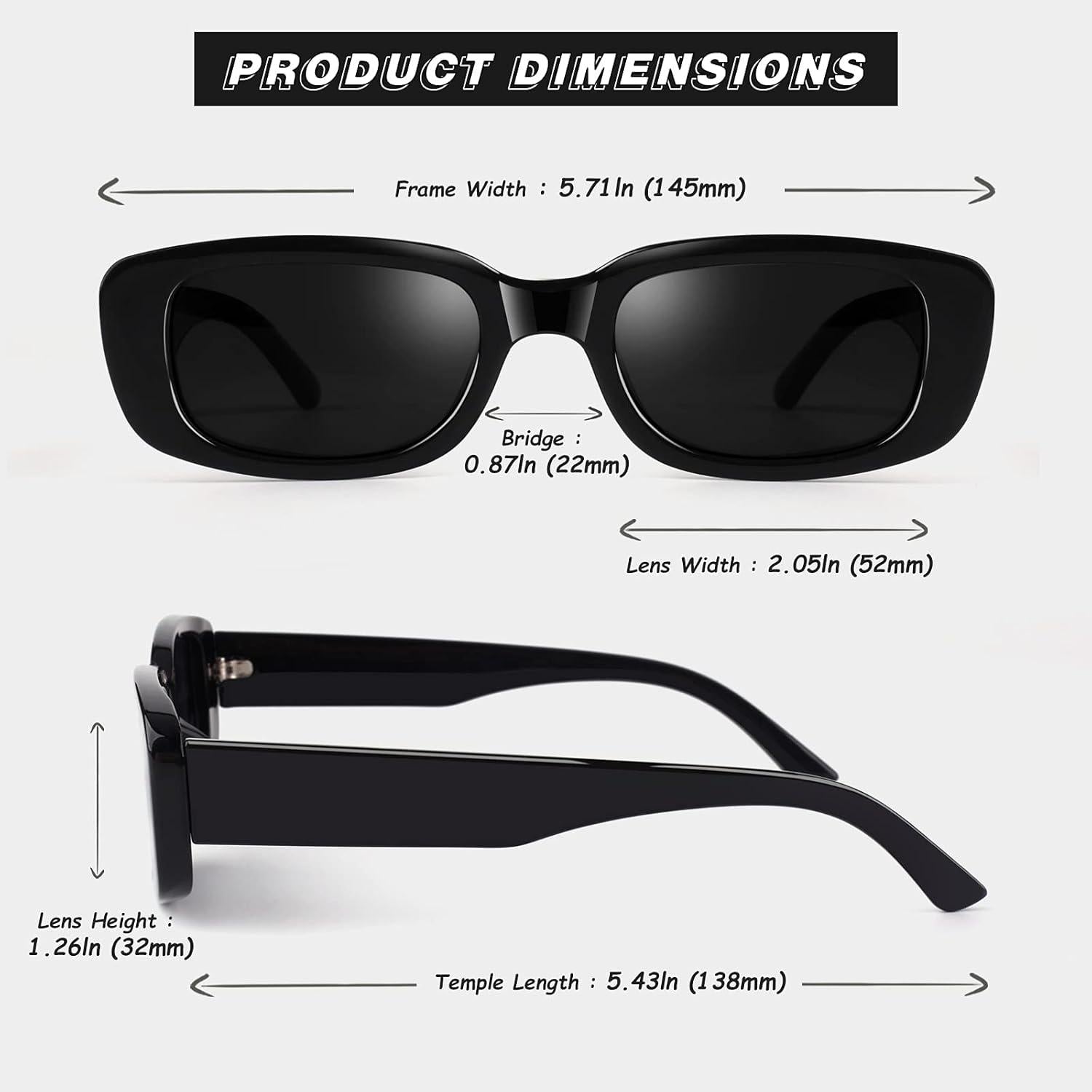 Retro Sonnenbrille Polarisiert Quadratisch Vintage 90s UV400