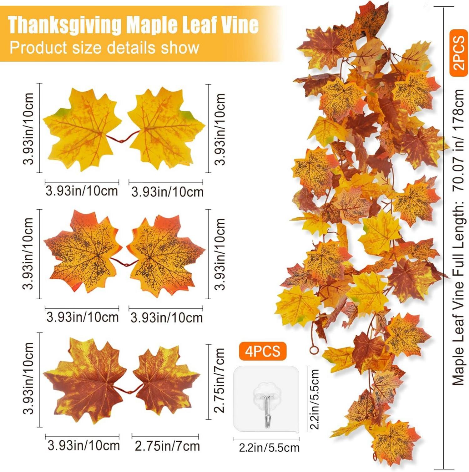 Herbst Ahorngirlande zum Aufhängen Gelb 2 Stück