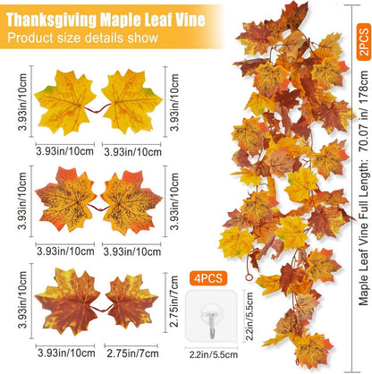 Herbst Ahorngirlande zum Aufhängen Gelb 2 Stück