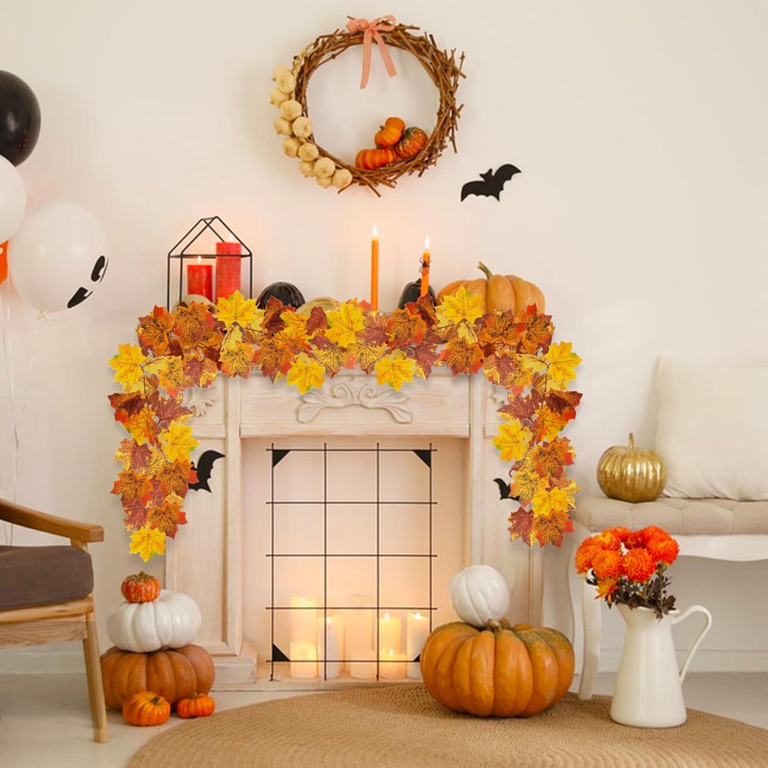 Künstliche Herbstgirlande Ahornblätter Herbst Blätter Girlande Halloween Deko