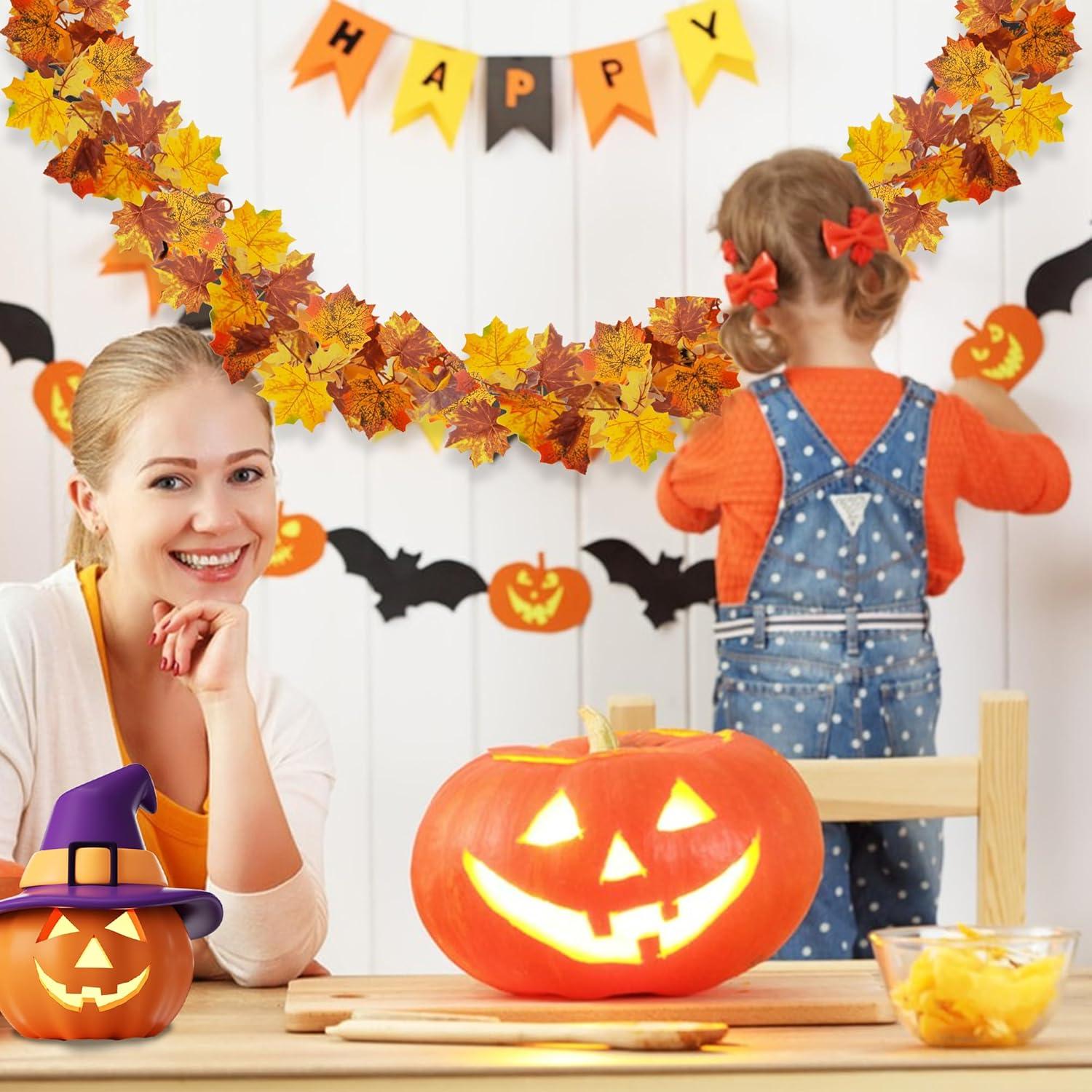 Herbstgirlande Ahornblätter Halloween Dekoration Gelb 2er Set