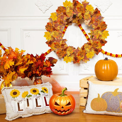 Herbstgirlande Ahornblätter Herbstgirlande Aufhängen Draußen Halloween