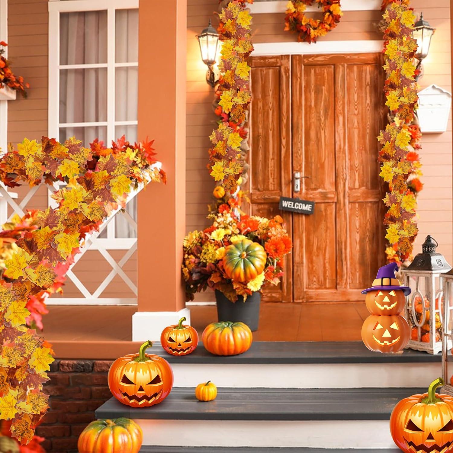 Herbstgirlande Ahornblätter Halloween Dekoration Gelb 2er Set