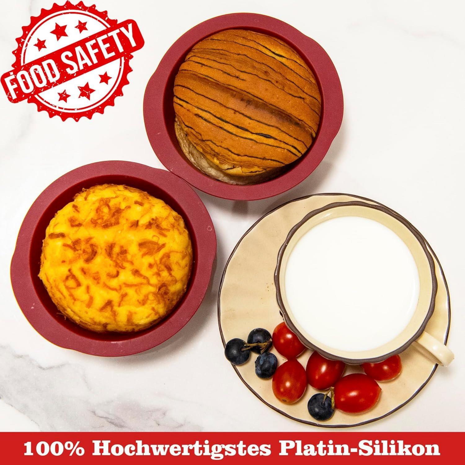 2er Pack Silikon Backform 10cm Runde Kuchenform antihaftbeschichtet