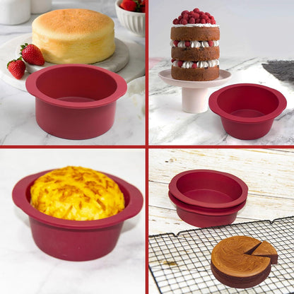 Silikon Kuchenform Rund Antihaft 10cm 2 Stück-Backform für Kuchen, Käsekuchen & Brote
