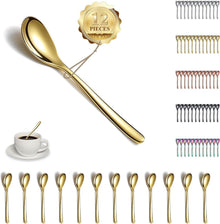Goldene Teelöffel Set Edelstahl 12 Stück Dessert Espresso Kaffee 14cm