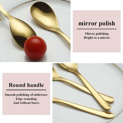 Gold Teelöffel 12er Set Edelstahl 14cm Kaffeelöffel Dessertlöffel Espressolöffel