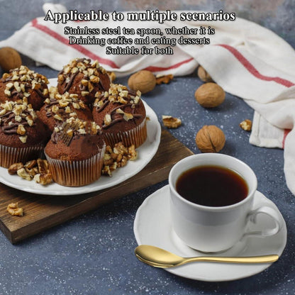 12er Set Gold Teelöffel 14cm - Edelstahl Kaffeelöffel,Dessertlöffel