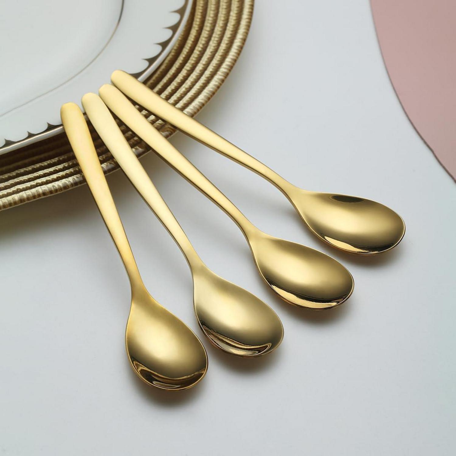 12er Set Gold Teelöffel 14cm - Edelstahl Kaffeelöffel,Dessertlöffel