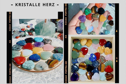 Natürliche Edelstein Herz Set 50 Stück Energie Chakra Kristalle stehen