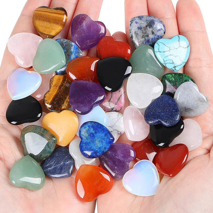 Kristalle Herz Set Edelsteine Amethyst Rosenquarz Energie Chakra Steine 50