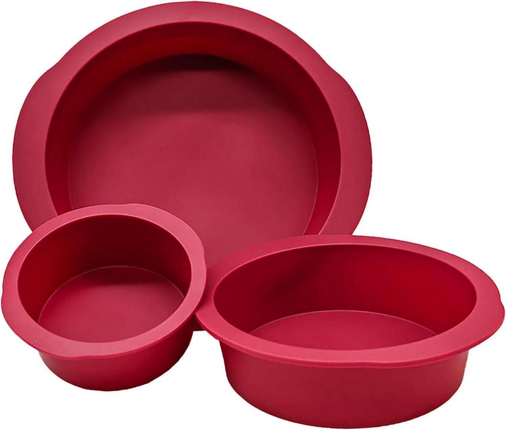 Silikon Backform Set Rund 3 Stück Antihaft Kuchenform 10+15+20cm