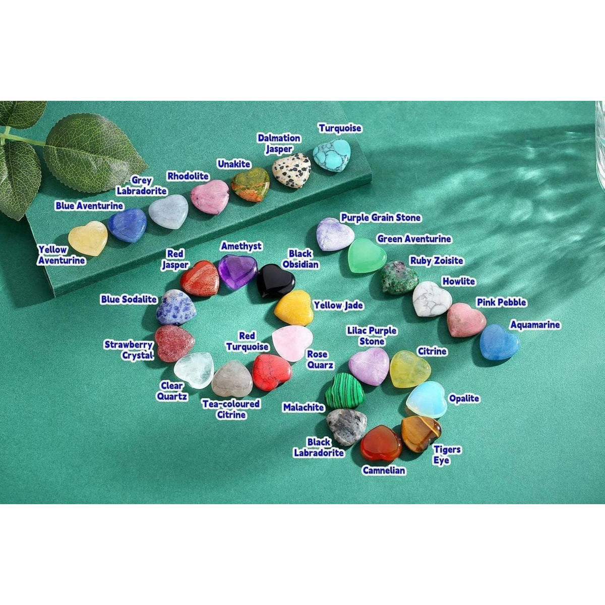 30 Heilkristalle Herz Set für Liebe & Wohlbefinden