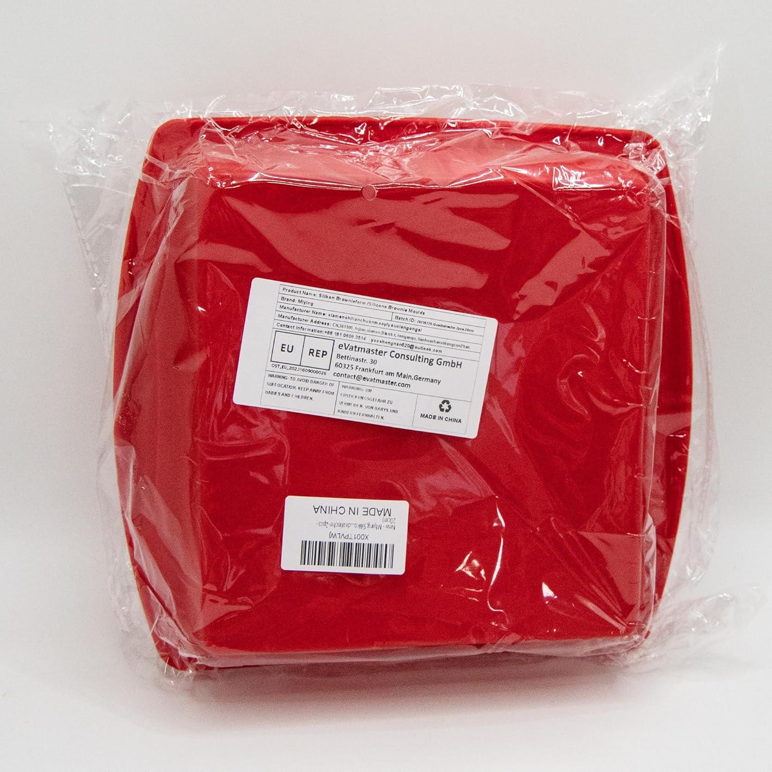 Silikon Brownie Backform eckig 20x20cm, 2er Pack Antihaft