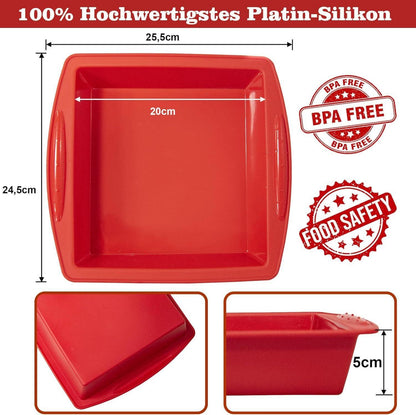Silikon Brownie Backform 20x20cm 2 Stück Antihaft formen