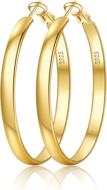 Vergoldete Silber Creolen 925 Hypoallergene Ohrringe Gold 50mm